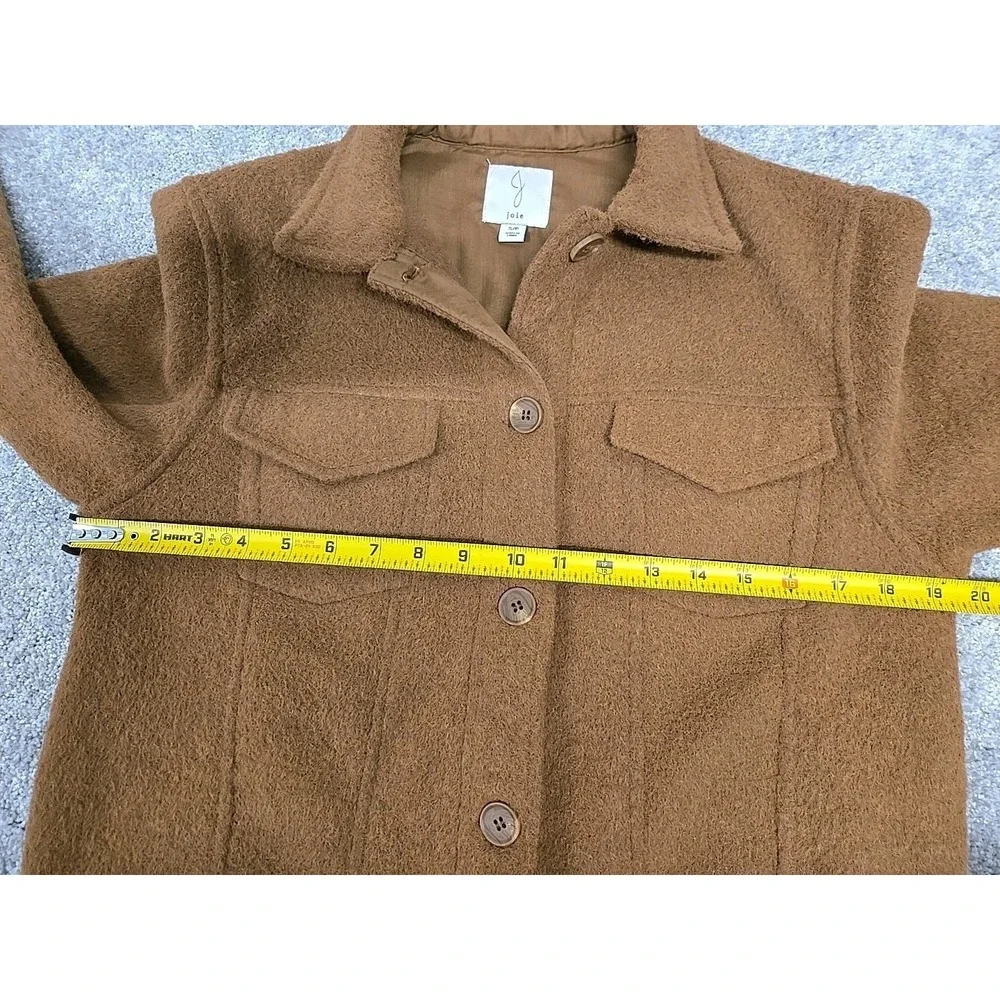 Joie‎ Cropped Button Down Long Sleeve Teddy Jacket Shacket Brown Women's Size S